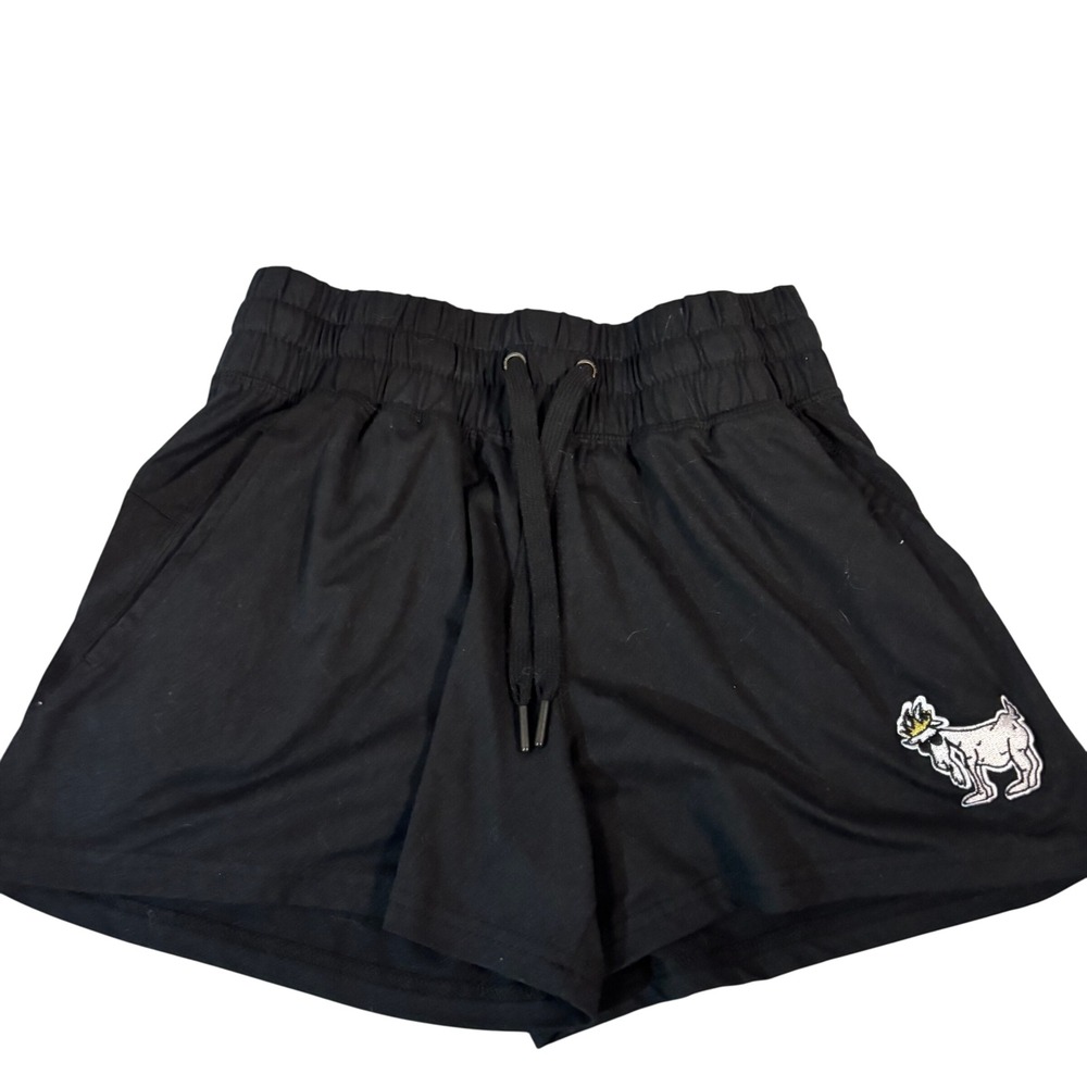 GOAT USA Athletic Shorts Womens Small Black Embroidered Logo Drawstring Pockets